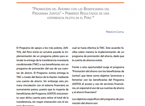 Enbreve 15: Efecto Sinérgico de los Micro Ahorros y de los Micro Seguros sobre la Vulnerabildad en la Sierra Sur del Perú
