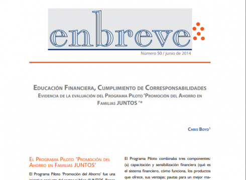 Enbreve 50: Educación Financiera, Cumplimiento de Corresponsabilidades. Evidencia de la Evaluación del Programa Piloto “Promoción del Ahorro en Familias Juntos”
