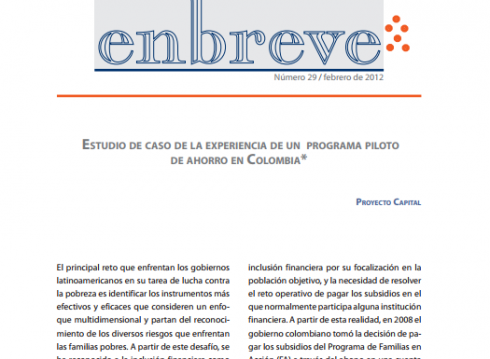 Enbreve 29: Estudio de Caso de la Experiencia de un Programa Piloto de Ahorro en Colombia