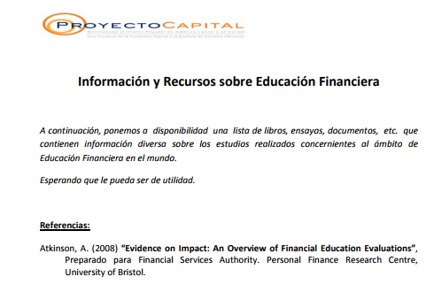 Información y Recursos sobre Educación Financiera