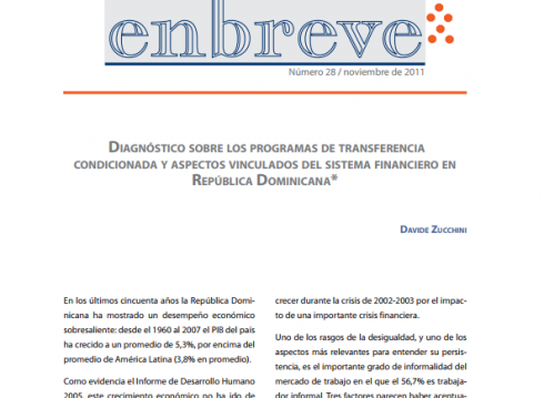 Enbreve 28: Diagnóstico sobre los Programas de Transferencia Condicionada y Aspectos Vinculados del Sistema Financiero en República Dominicana