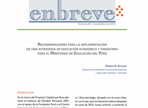 Enbreve 61: Recomendaciones Para la Implementación de una Estrategia de Educación Económica y Financiera Para el Ministerio de Educación del Perú