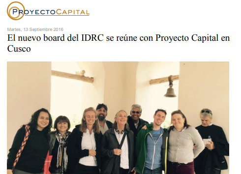 El Nuevo Board del IDRC se Reúne con Proyecto Capital en Cusco
