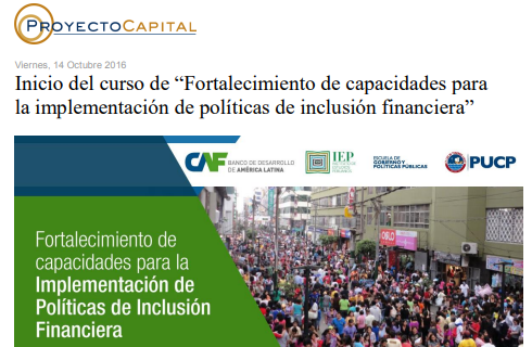 Inicio del Curso de “Fortalecimiento de Capacidades para la Implementación de Políticas de Inclusión Financiera”