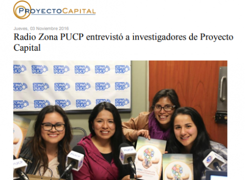 Radio Zona PUCP Entrevistó a Investigadores de Proyecto Capital