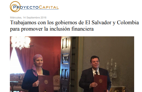 Trabajamos con los Gobiernos de El Salvador y Colombia para Promover la Inclusión Financiera