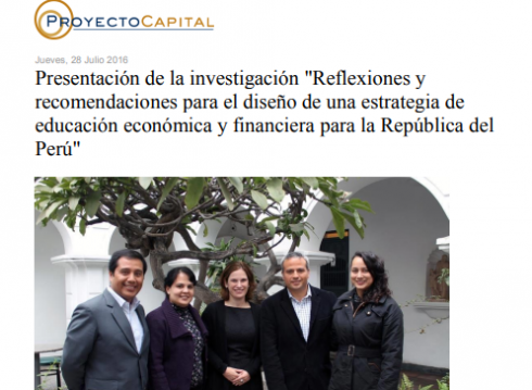 Presentación de la Investigación “Reflexiones y Recomendaciones para el Diseño de una Estrategia de Educación Económica y Financiera para la República del Perú”