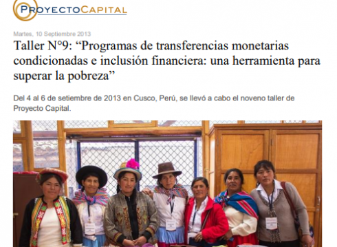Taller N°9: “Programas de Transferencias Monetarias Condicionadas e Inclusión Financiera: una Herramienta para Superar la Pobreza”