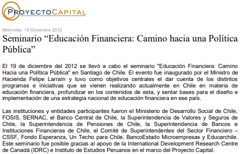 Seminario “Educación Financiera: Camino hacia una Política Pública”