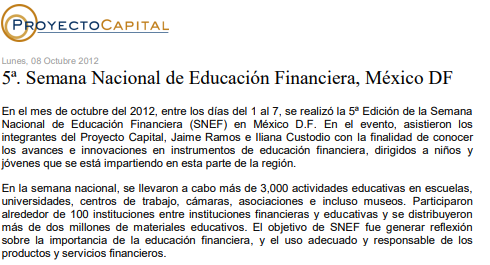5ª. Semana Nacional de Educación Financiera, México DF
