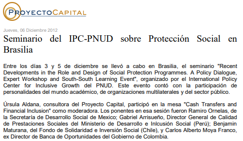 Seminario del IPC-PNUD sobre Protección Social en Brasilia