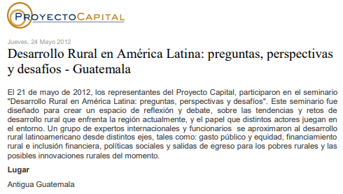 Desarrollo Rural en América Latina: Preguntas, Perspectivas y Desafíos - Guatemala
