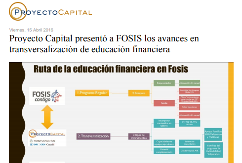 Proyecto Capital Presentó a FOSIS los Avances en Transversalización de Educación Financiera
