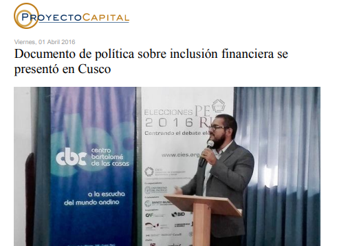 Documento de Política sobre Inclusión Financiera se Presentó en Cusco