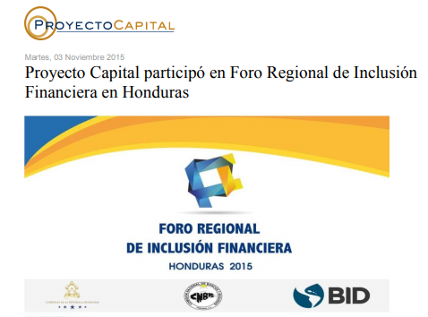 Proyecto Capital Participó en Foro Regional de Inclusión Financiera en Honduras
