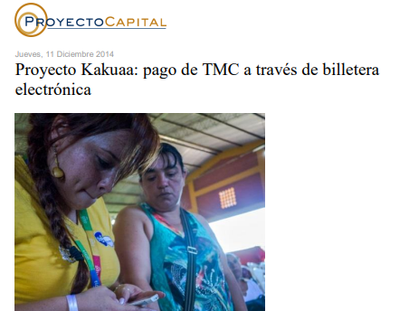 Proyecto Kakuaa: Pago de TMC a través de Billetera Electrónica