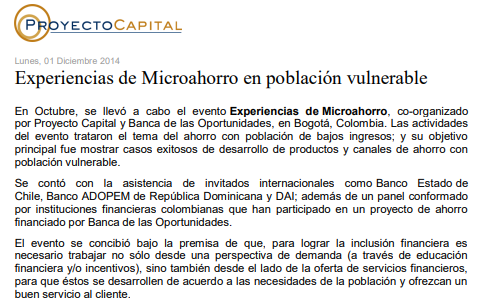 Experiencias de Microahorro en Población Vulnerable