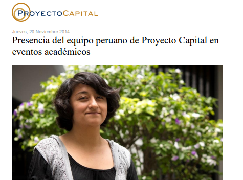 Presencia del Equipo Peruano de Proyecto Capital en Eventos Académicos