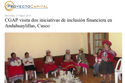 CGAP Visita Dos Iniciativas de Inclusión Financiera en Andahuaylillas, Cusco